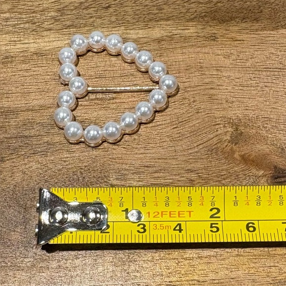 Elegant Heart Faux Pearl Scarf Ring Clip | Gold Tone Scarf Slide Buckle - Picture 5 of 10